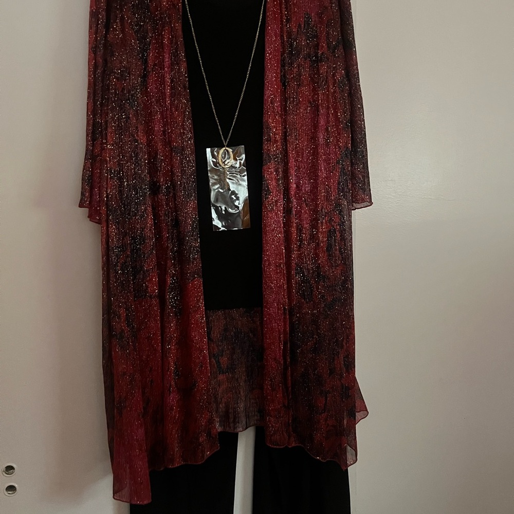 Elegant Red and Black Women's Sweater